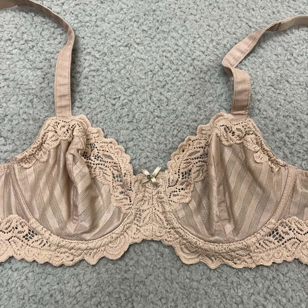 Whimsy Bra 32C Full Coverage Bow Lace Trim Sexy